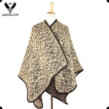 Новая мода Жаккардовая шаль леопарда и пончо